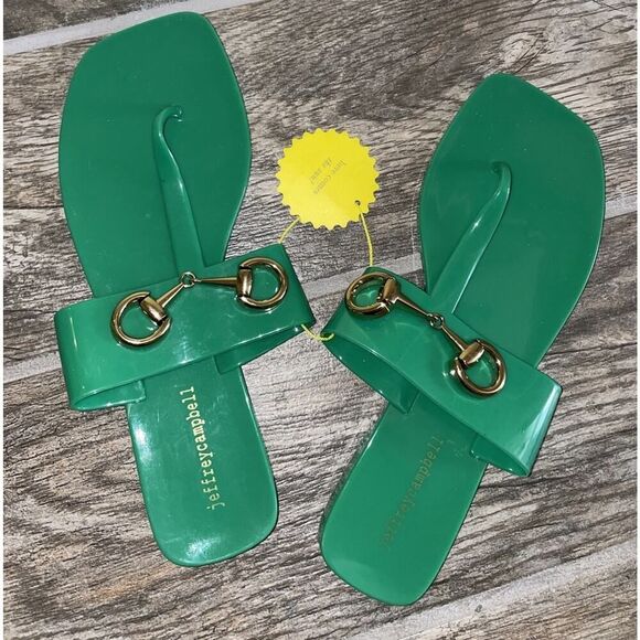 New Jeffrey Campbell A Lil Bit Sandals Jelly Thong ~ Green ~ Sz 9 NEW w tag - Picture 2 of 6